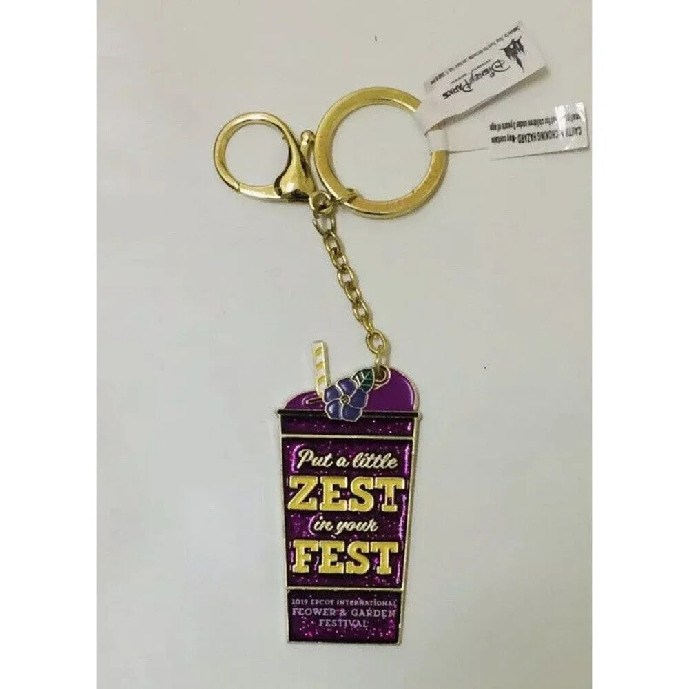 Disney Epcot Flower Garden Zest in Your Fest Purple Lemonade Keychain 2019 New